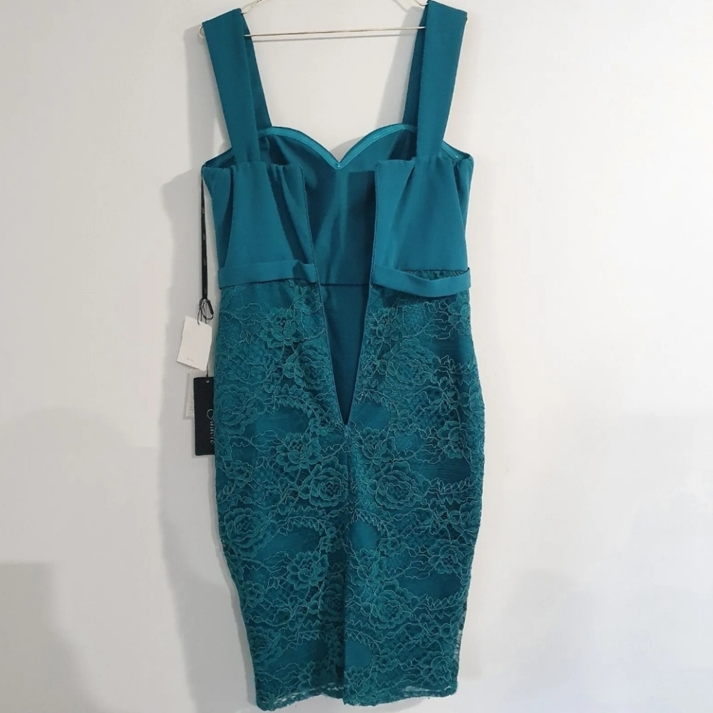 Jadore Size 14 Teal Knee Length Lace Women's Pencil Dress New With Tags - Picture 5 of 12